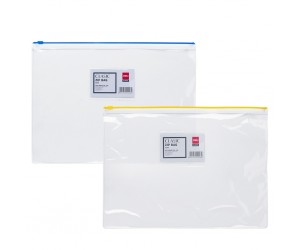 Mape-aploksne ar rāvējslēdzēju un vietu vizītkartei Deli A4, 0,.5 mm, caurspīdīga