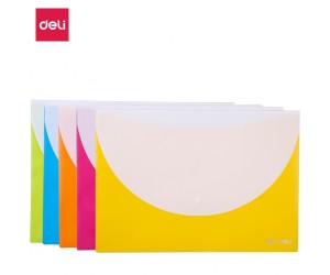 Mape-aploksne Deli Rio A4, ar pogu un kabatu, asorti