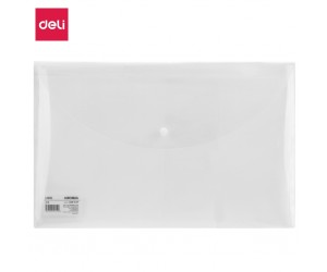 Mape-aploksne ar pogu Deli 11312 FC, A4, horizontāla, caurspīdīga