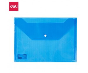 Mape-aploksne ar pogu Deli 10432, A4 caurspīdīga, zila