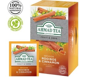 Tēja Ahmad Tea Rooibos&Cinnamon, ar roibušu un kanēli, 20 gab.x2g