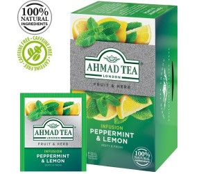 Tēja Ahmad Tea Peppermint&Lemon, ar piparmētru un citronu, 20 gab.x2g
