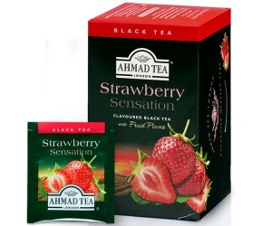 Melnā tēja Ahmad Tea Stawberry Sensation, zemeņu, 20gabx2gr