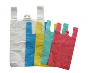 Maisiņi ar rokturi HDPE 24+12x45cm,9mikr., 100 gab, asorti