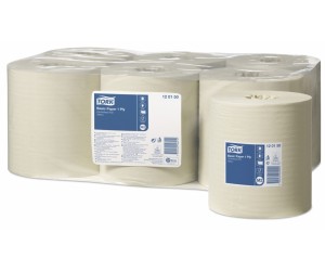 Papīra dvielis Tork 120150 Basic Centerfeed M2, 1slānis, 300m, 6ruļļi/iep, dzeltens