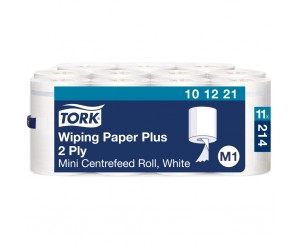 Papīra dvielis Tork 101221 Wiper Plus Mini Centerfeed M1, 2 slāņi, balts, 75 m, 214 lapas,