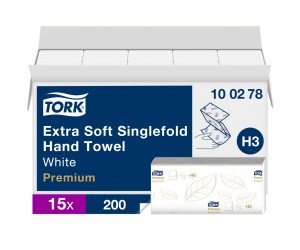 Papīra salvetes Tork 100278 Singlefold Soft Premium H3, 2 slāņi, baltas, 200 salvetes, 15