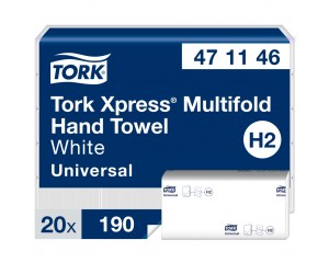 Papīra salvetes Tork 471146 Xpress Multifold Universal H2, 2 slāņi, baltas, 190 salvetes,