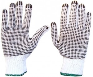 Cimdi kokvilnas, adīti, ar divpusēju PVC pretslīdes punktējumu Cimdi kokvilnas, adīti, ar divpusēju PVC pretslīdes punktējumu