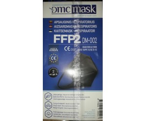 *Aizsargmaska respirators DMC FFP2, DM-002, 2gab/iep, melnas *Aizsargmaska respirators DMC FFP2, DM-002, 2gab/iep, melnas