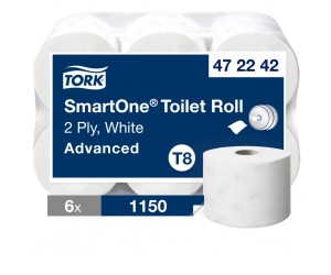 ***Tualetes papīrs Tork 472242 Smart One T8, balts, 2 slāņi, 1150 lapas, 207 m, 1 rullis ***Tualetes papīrs Tork 472242 Smart One T8, balts, 2 slāņi, 1150 lapas, 207 m, 1 rullis