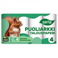 Papīra dvieļi Serla 2 kārtu 4 ruļļi