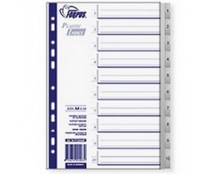 *Plastikāta sadalītājs Forpus Maxi A4+, 1-10, pelēks *Plastikāta sadalītājs Forpus Maxi A4+, 1-10, pelēks